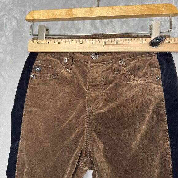 Adriano Goldschmied The Mari Tuxedo Stripe Women 25 R AG Pants Brown Velvet - Picture 8 of 12